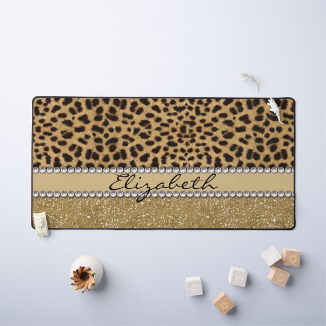 Léopard Spot Gold Glitter Rhinestone PHOTO PRINT (Tableau pour enfants)