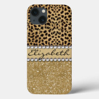 Leopard Spot Gold Glitzer Kristall FOTO DRINT 