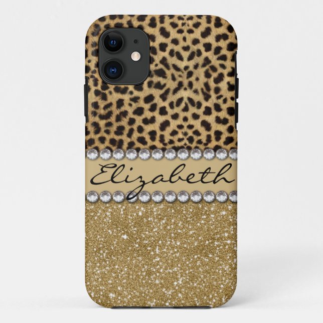 Leopard Spot Gold Glitzer Kristall PRINT Case-Mate iPhone Hülle (Rückseite)