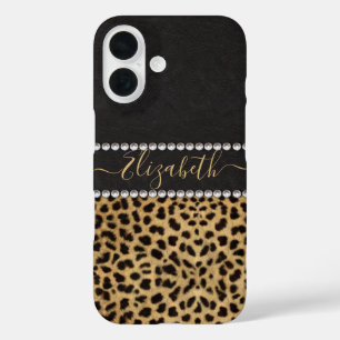 Leopard Spot Kristall Diamonds Monogram FOTO iPhone 16 Hülle
