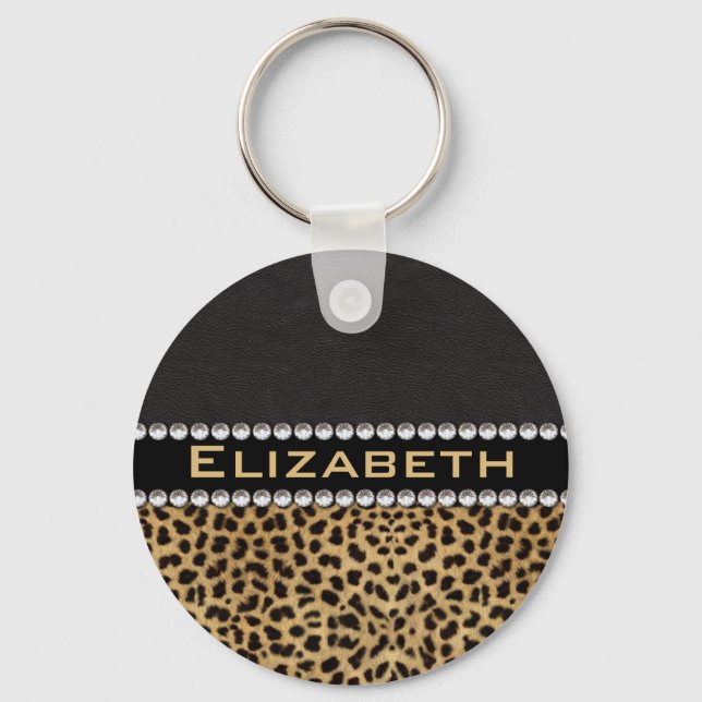 Leopard Spot Kristall Diamonds Monogram FOTO Schlüsselanhänger (Vorderseite)