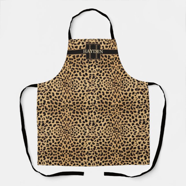 Leopard Spot Monogramm Name Schürze (Vorderseite)