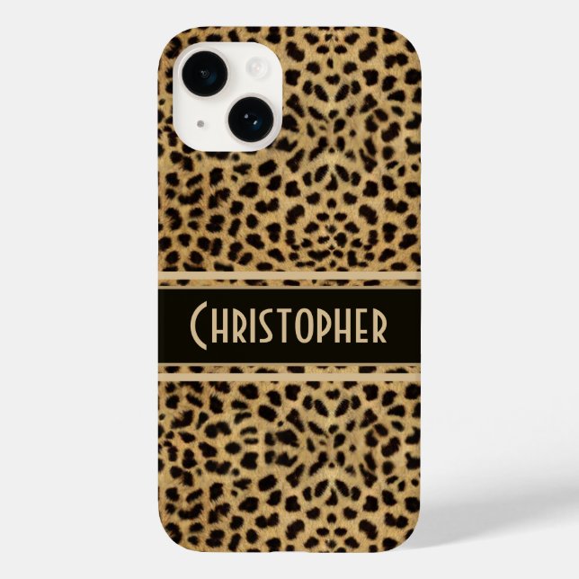 Leopard Spot Skin Print Personalisiert Case-Mate iPhone 14 Hülle (Rückseite)