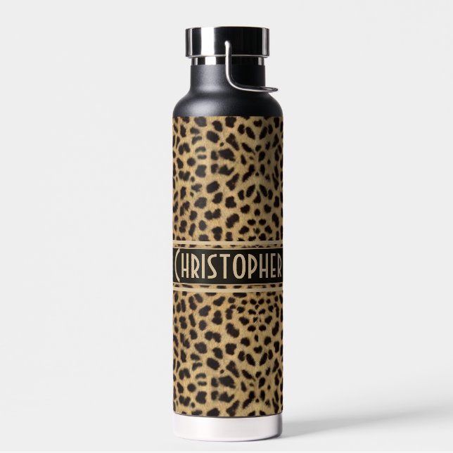 Leopard Spot Skin Print Personalisiert Trinkflasche (Links)