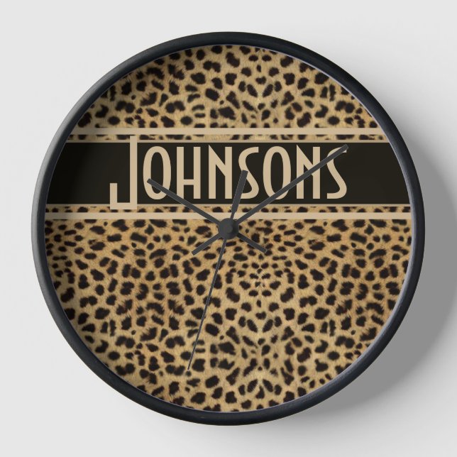Leopard Spot Skin Print Personalisiert Uhr (Vorderseite)