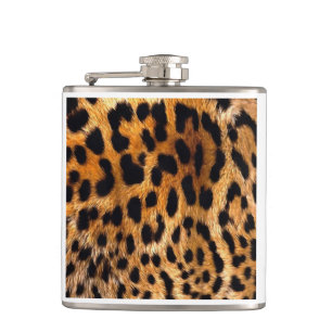 Leopard Spots Black Brown Wild Animal Fine Art Flachmann