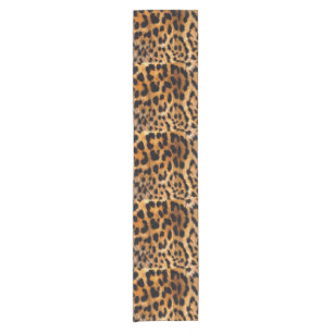 Leopard Spots Black Brown Wild Animal Fine Art Kurzer Tischläufer