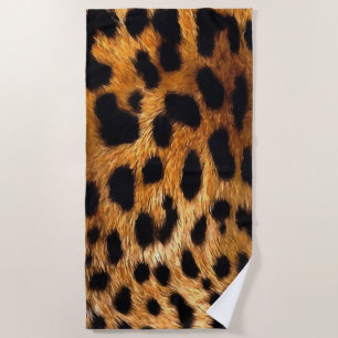 Leopard Spots Black Brown Wild Animal Fine Art Strandtuch