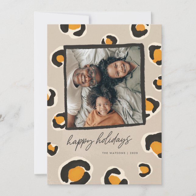 Leopard Spots Flat Holiday Card Feiertagskarte (Vorderseite)