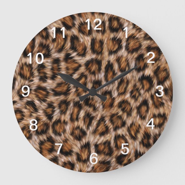 Leopard Spots Fur Jaguar Animal Cat skin Pattern.j Große Wanduhr (Vorderseite)