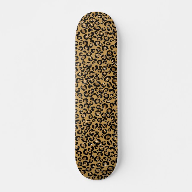 Leopard Spots Gold Fur Jaguar Muster Skateboard (Vorne)