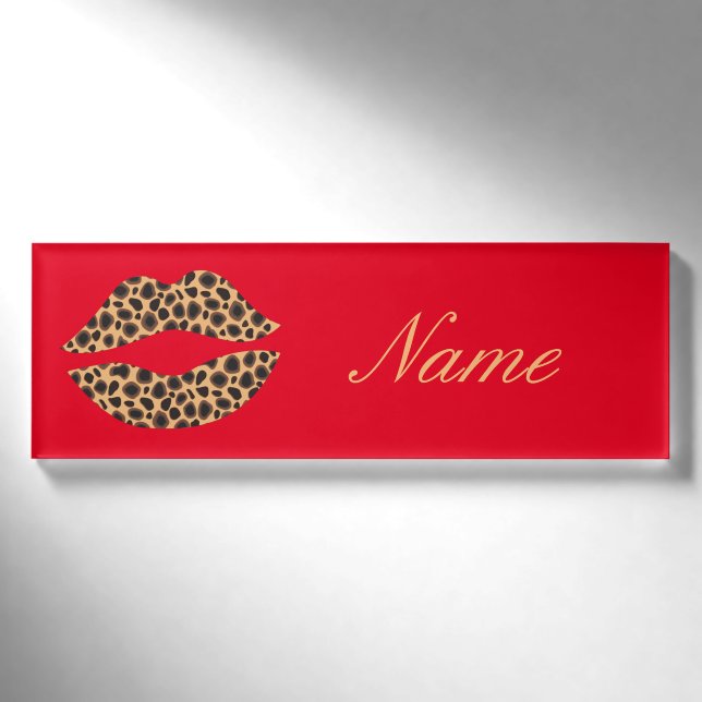 Leopard Spots Lipstick Kiss Thunder_Cove Namenschild (Vorderseite)