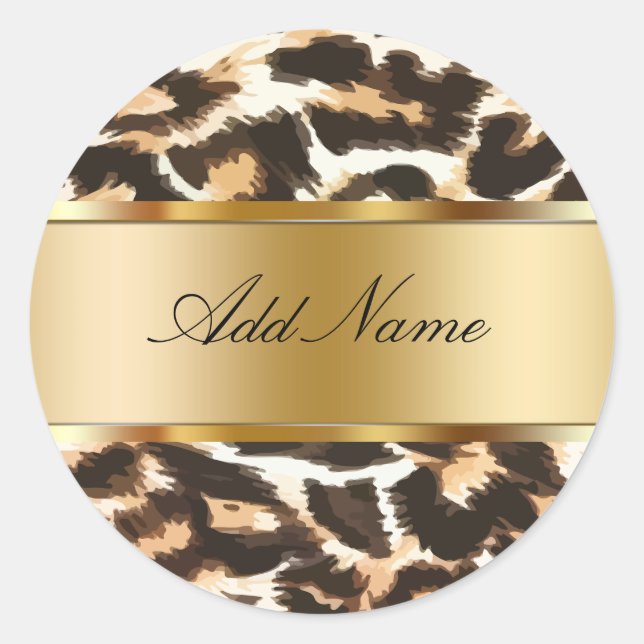 Leopard-Spots Monogram-Aufkleber Runder Aufkleber (Vorderseite)