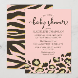 Leopard Spots & Tiger Stripes Babydusche Einladung