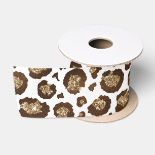 Leopard Spots Wildtiere Golden Glitzer Safari Satinband