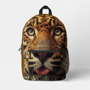 Leopard Stares beim Wasserlappen im Dschungel Bedruckter Rucksack