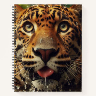 Leopard Stares beim Wasserlappen im Dschungel Notizbuch