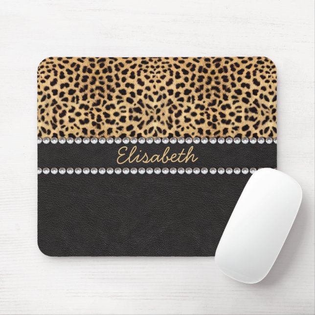Leopard-Stellen-diamante de imitación-Diamanten Mousepad (Mit Mouse)