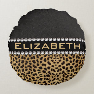 Leopard-Stellen-diamante de Rundes Kissen