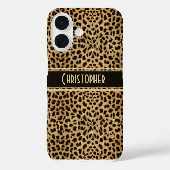 Leopard-Stellen-Haut-Druck personalisiert iPhone 16 Hülle (Rückseite)