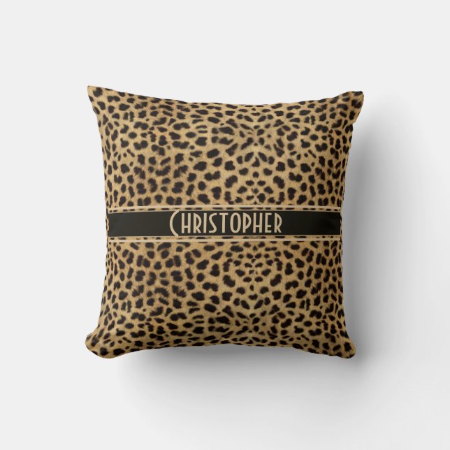 Leopard-Stellen-Haut-Druck personalisiert Kissen (Vorderseite)