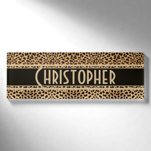 Leopard-Stellen-Haut-Druck personalisiert Namenschild