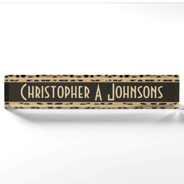 Leopard-Stellen-Haut-Druck personalisiert Namensplakette (Vorderseite)