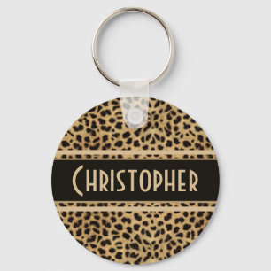 Leopard-Stellen-Haut-Druck personalisiert Schlüsselanhänger