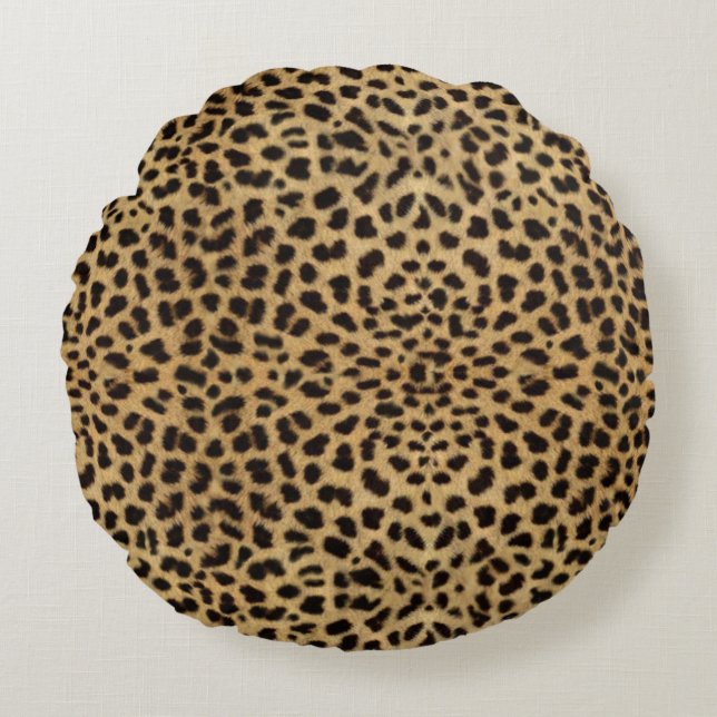 Leopard-Stellen-Haut-Druck Rundes Kissen (Vorderseite)