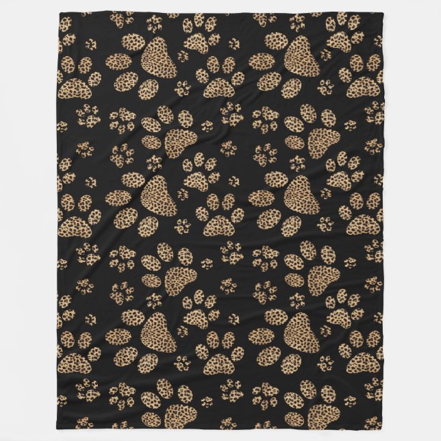 Leopard-Stellen-Haut-Tatzen-Drucke Fleecedecke (Vorderseite)