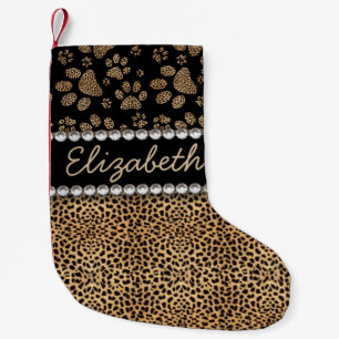 Leopard-Stellen-Tatze druckt diamante de imitació Kleiner Weihnachtsstrumpf