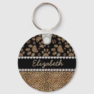Leopard-Stellen-Tatze druckt diamante de imitació Schlüsselanhänger