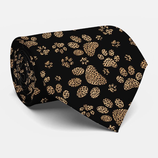 Leopard-Stellen-Tatzen-Druck-Entwurf Krawatte (Gerollt)