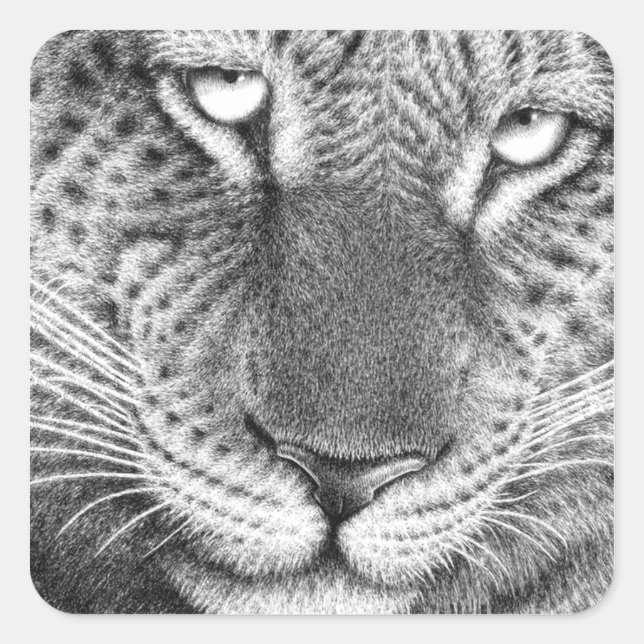 Leopard-Sticker Quadratischer Aufkleber (Vorderseite)