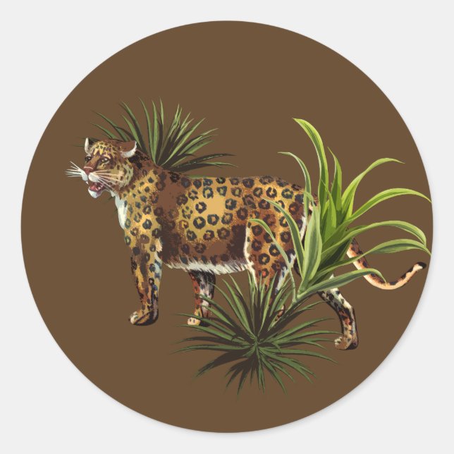 Leopard-Sticker Runder Aufkleber (Vorderseite)