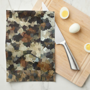 Leopard-Stil Braun Schwarzes Quadrat Muster Geschirrtuch