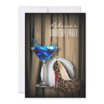 Leopard-Stilettos Blue-Martini-Cocktailparty