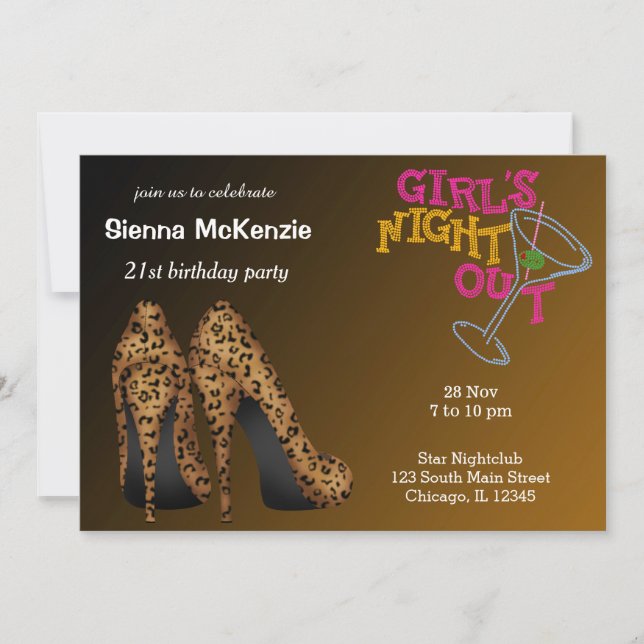Leopard Stilettos Geburtstag Einladung (Vorderseite)