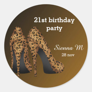 Leopard Stilettos Geburtstag Runder Aufkleber