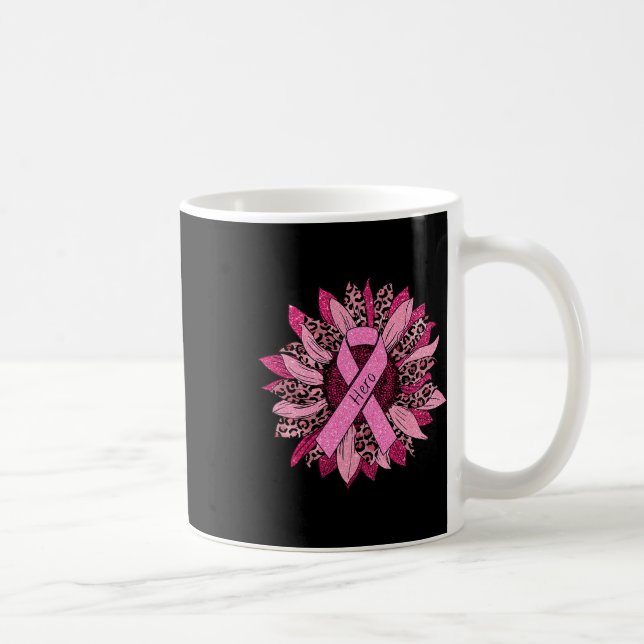 Leopard Sunflower Cheetah Brustkrebs Bewusstsein Kaffeetasse (Rechts)