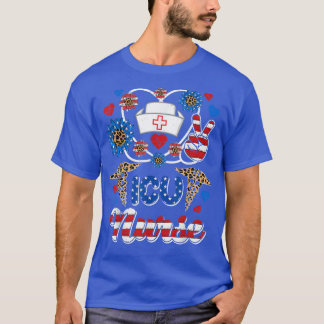 Leopard Sunflower ICU Nurse American Flag Funny 4t T-Shirt