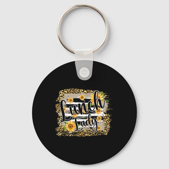 Leopard Sunflower Lunch Lady First Day Ck To Schoo Schlüsselanhänger (Vorderseite)