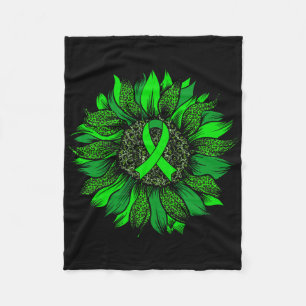 Leopard Sunflower Mental Health Awareness Green Ri Fleecedecke