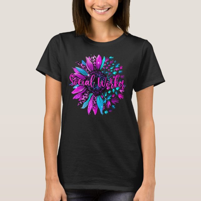 Leopard Sunflower Social Worker Life Social Work T-Shirt (Vorderseite)
