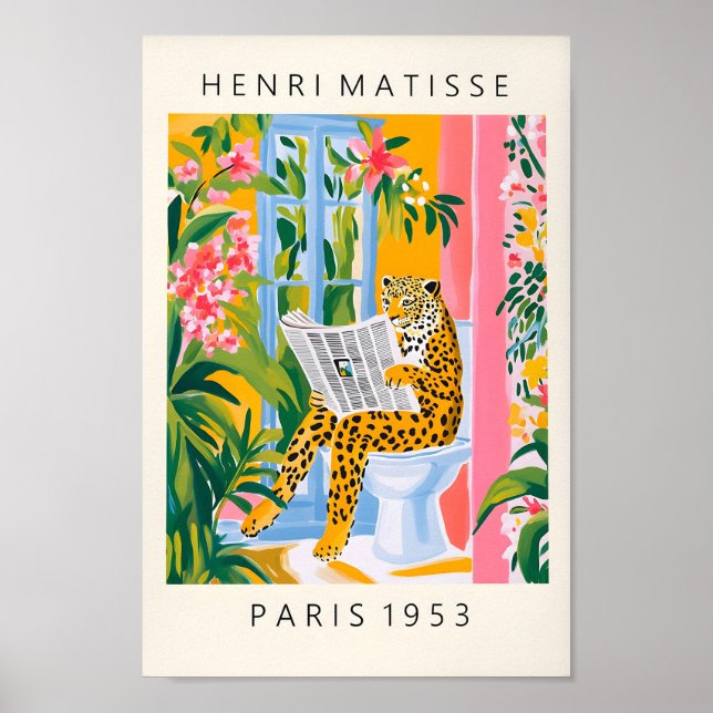 Léopard Sur Toilettes, Poster Drôle De Salle De Ba (Devant)