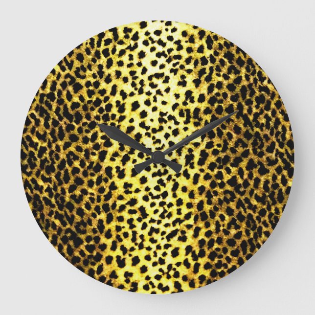 Leopard-Tapete Große Wanduhr (Vorderseite)