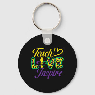Leopard Teach Liebe Inspirierte Mardi Gras Teacher Schlüsselanhänger