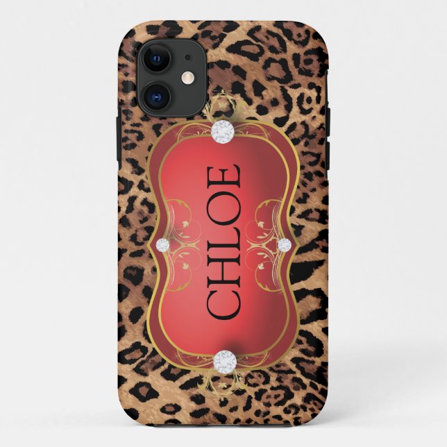 Leopard-Telefon-Kasten Jet-roter Ciao Bella Case-Mate iPhone Hülle (Rückseite)