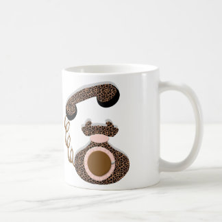 Leopard-Telefon mit Bogen Kaffeetasse