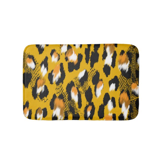 Leopard Texture Animal Print Hintergrund Badematte (Vorderseite)